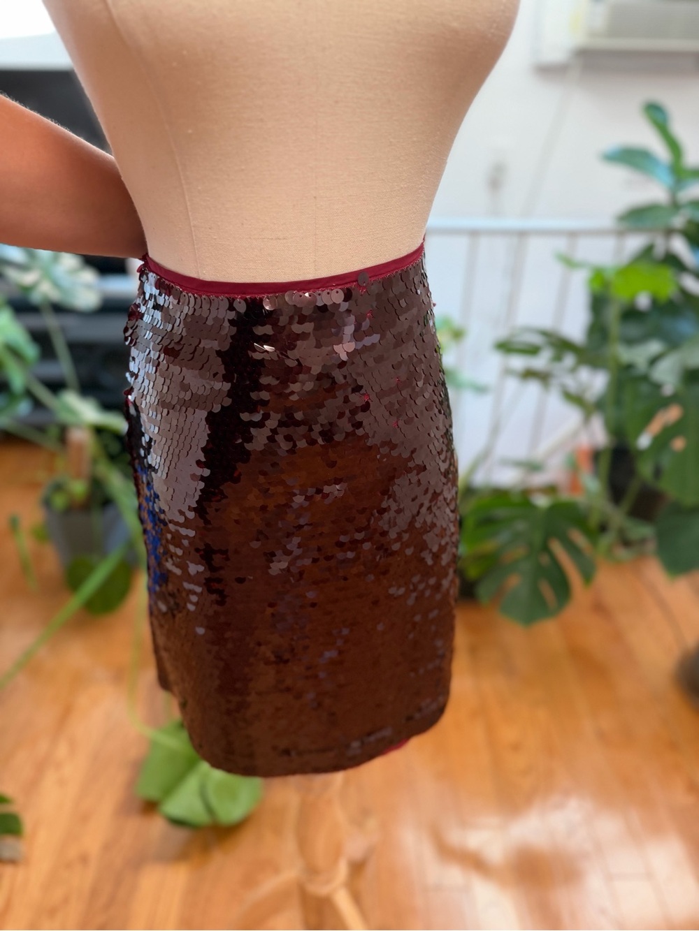J. Crew Burgundy Sequin Mini Skirt